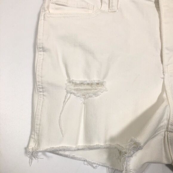 Hollister Womens Cut Off Jean Shorts Size 11 Waist 31 White Denim Distressed - Picture 4 of 10